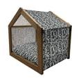 thumbnail image 2 of Abstract Pet House, Angled Geometric Shapes with Camouflage Pattern Pixel Art Inspirations, Outdoor & Indoor Portable Dog Kennel with Pillow and Cover, 5 Sizes, Grey Black Pale Grey, by Ambesonne, 2 of 5