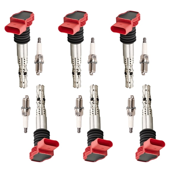 6 Ignition Coils and 6 Spark Plugs Compatible with 2002-2005 Audi A4 Quattro Cabriolet 3.0L V6 Replacement for UF483