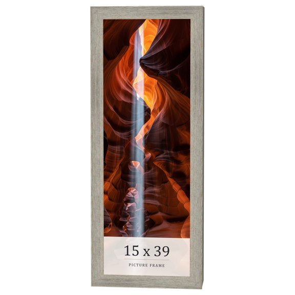 15x39 Frame Grey Real Wood Picture Frame Width 1.5 Inches | Interior Frame Depth 0.5 Inches | Barn
