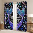 thumbnail image 2 of Erosebridal Mermaid Love Curtains for Living Room, Fairy Tale 30%-50% Blackout Curtains Set of 2 (38x45), Ocean Princess Curtains Pack of 2, Window Drapes Room Decorative, 2 of 6