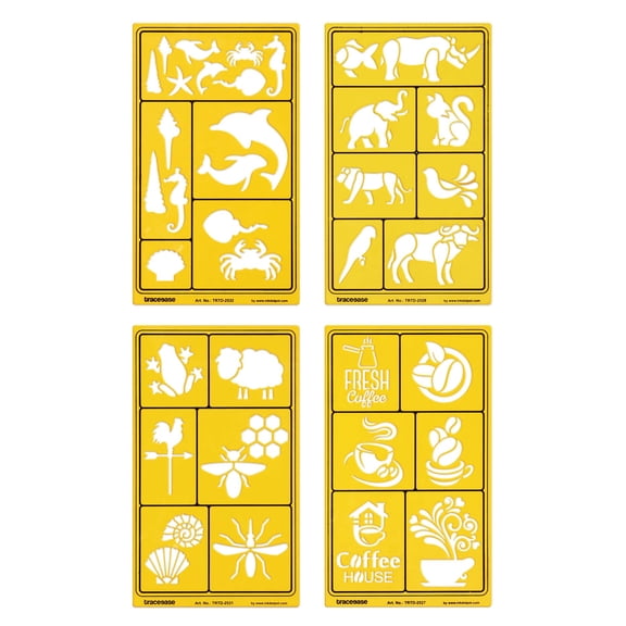 Traceease 4 Pieces Multi-Pattern Drawing Templates For Scrapbooking Designing Craft DIY Art Supplies