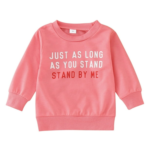 Gibobby Conjuntos de día de San Valentín para niñas y niños, estampado de letras, cuello redondo, sudaderas de manga larga, camiseta, pulóver, Tops(Rosa, 18-24 Meses)