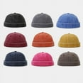 thumbnail image 2 of Gros Bonnet Docker Délavé Sans Bord Casquette Chapeau Sans Visière Couleur Unie Rétro Vintage Style de Rue Printemps Automne Extérieur Kaki Taille Unique, 2 of 6