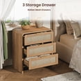 thumbnail image 5 of S-HOME Rattan Nightstand with 3 Drawers in Design, 22.8 Inches Wide Wooden Bedside Table for Bedroom Storage，Caramel+2, 5 of 10