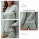 thumbnail image 4 of Conjunto de pijama para mujer, de punto, de manga larga, con top y pantalones cortos, suelto, informal, para la vida diaria, color verde guisante XXL, 4 of 6