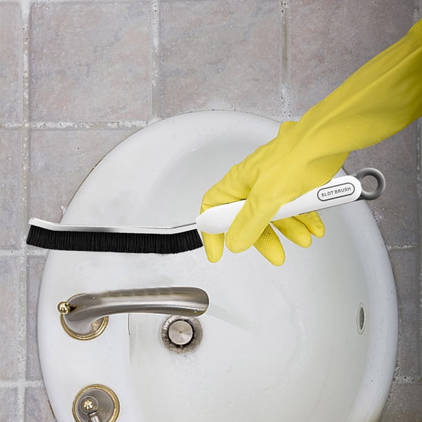 Cepillo de limpieza para baño | Cepillo de ranura de pista de ventana | Fregadora de lechada de cerdas finas | Cerdas duras multiusos de alta densidad | Almacenamiento de montaje en pared