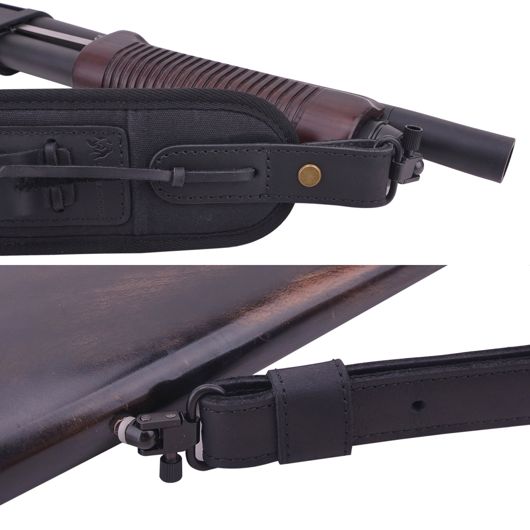 Shooting Canvas Leather Ammo Shell Holder Shotgun Sling Hunting Gun Strap for 12 Guage