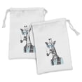 thumbnail image 1 of Hipster Fabric Pouch Set of 2, Hand Drawn Funny Giraffe with Glasses Vest Vintage Mono Colored Illustration, Small Drawstring Bag for Toiletries Masks and Favors, 9" x 6", Blue Grey, by Ambesonne, 1 of 2