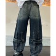 thumbnail image 5 of MKHSQHDG Boys Jeans Gradient Denim Baggy Jeans Cargo Trousers Relaxed Trousers with Elastic Waistband 7-8 Years, 5 of 9