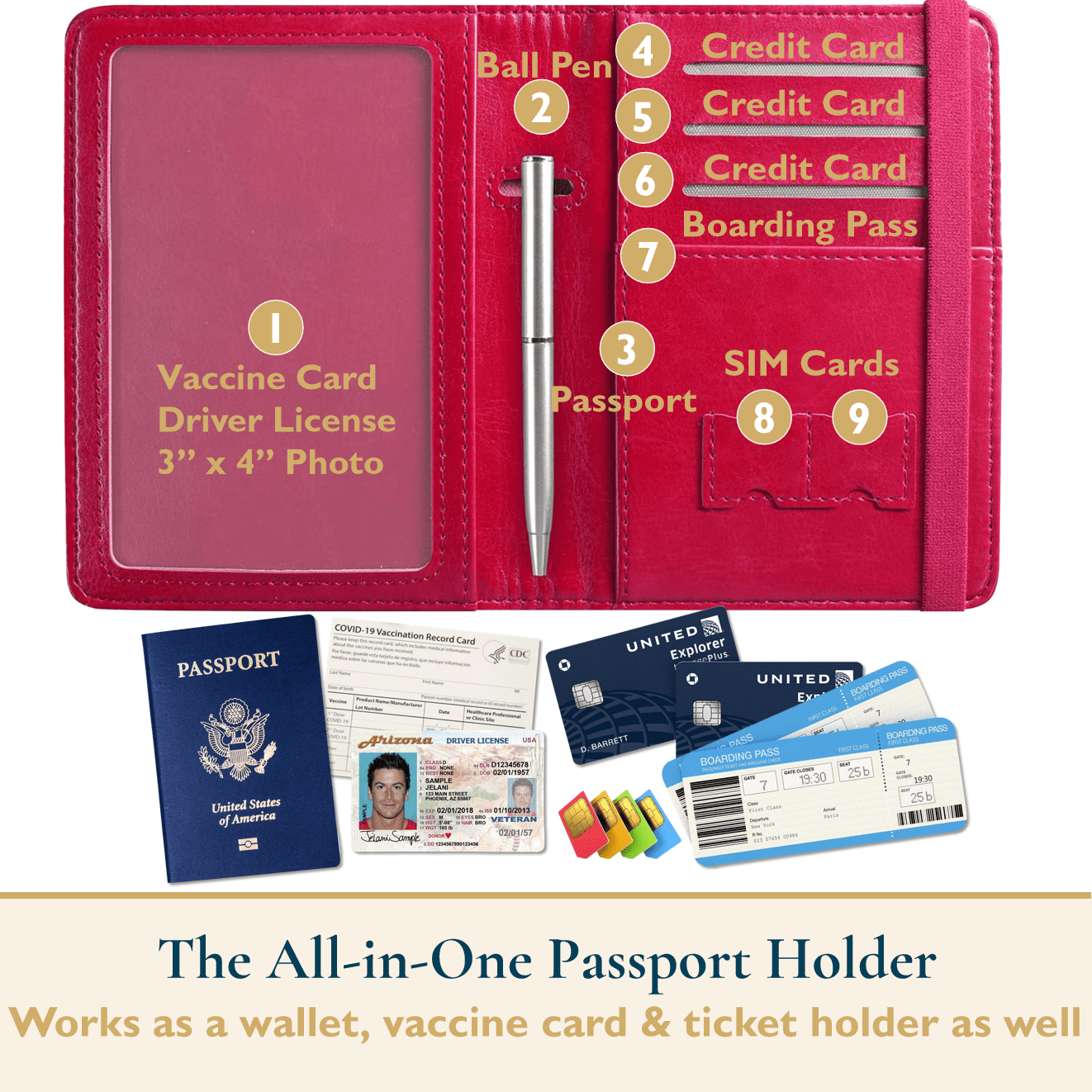 Deziliao Passport Holder,Passport Holder Card Slots, Passport and Vaccine  Card Holder Combo, Cute Passport cover for Women and Men, with Waterproof