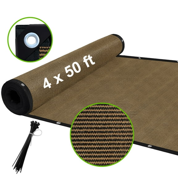 Shatex Privacy Fence Screen 4’ x 50’ Brown Fence Screen, Heavy Duty 90% Blockage Shade Cover