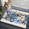 thumbnail image 3 of Blue Poinsettia Christmas Entryway Rug 2'x3'&nbsp; Non Slip Front Door Mats, Xmas Botanical Balls Snowflake Retro Entrance Rugs Indoor Outdoor Carpet, Floor Mats Small Area Rug for Bedroom Kitchen, 3 of 8