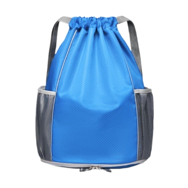 Mochila con cordón para natación, ligera y ajustable, con bolsillo para artículos húmedos. Azul