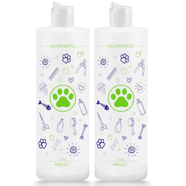 Botellas de dilución de champú para mascotas, 500 ml, paquete de 2 para el aseo de perros