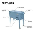 thumbnail image 3 of Permasteel 80-Qt Classic Outdoor Steel Patio Cooler on Wheels, Beverage Rolling Cart, Blue, 3 of 8