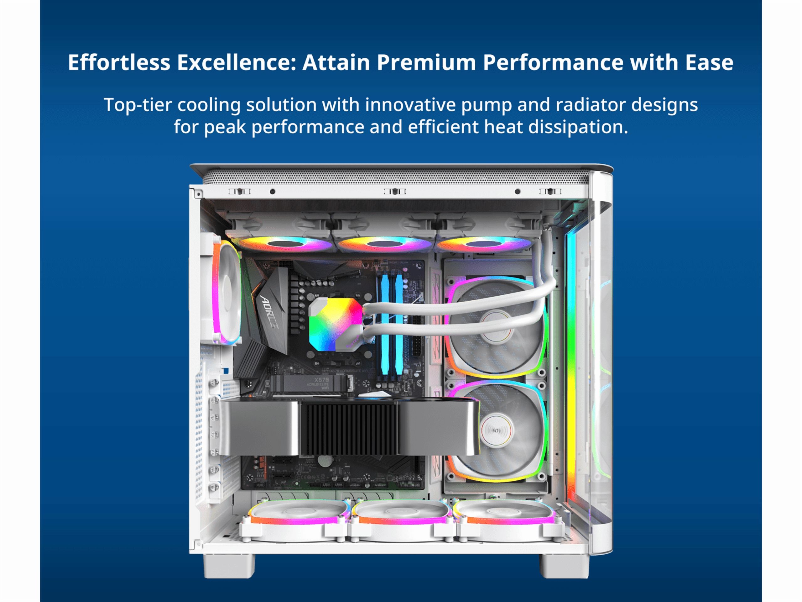 MONTECH HyperFlow ARGB 360 - AIO CPU Liquid Cooler, Intel&AMD Compatible, Chart-Topping Performance, Enhanced 3100RPM Water Pump Design, 3X Metal Pro 12 ARGB Ultimate Cooling Fans - White