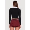 thumbnail image 4 of Women's Contrast Trim Ribbed Knit Cropped Polo Shirt, 4 of 4