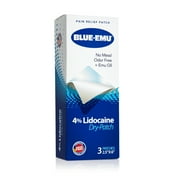 BLUE-EMU Lidocaine Dry Patch, Odor Free, Back Pain Relief, 3ct