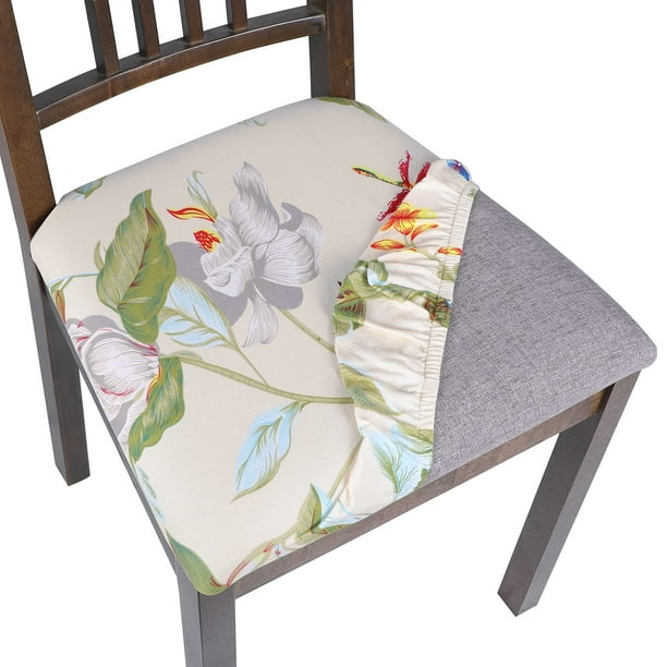 Fundas elásticas para asiento de muebles con diseño floral juego de 4 beige