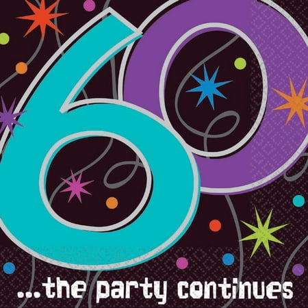 Amscan BB103473 The Party  Continues 60Th  Birthday  Napkins 