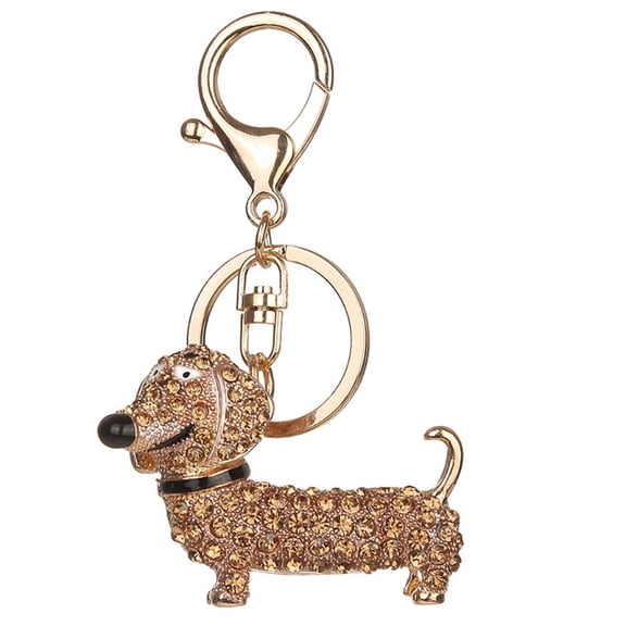 ZUARFY Bling Dog Dachshund Keychain Handbag Purse Pendant Car Holder Key Ring Jewelry