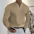 thumbnail image 4 of Krdevn Mens Shirts - Men Spring Spring &Winter Casual V Neck Solid Long Sleeve Tee Shirt Top Blouse,Mens Fall Shirts,Color:Khaki,Size:5XL, 4 of 4