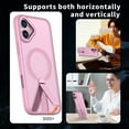 thumbnail image 5 of ELEHOLD For iPhone 16e 6.1Inch Slim Shockproof Magnetic Phone Case, Horizontal & Vertical Kickstand Rugged Cover, MagSafe Compatibe, with Metal Lens Ring, Pink, 5 of 6