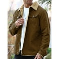 thumbnail image 3 of Men's Winter Trucker Jacket Thick Thermal Cotton Warm Fleece Lined Coat with Flap Pockets, 3 of 8