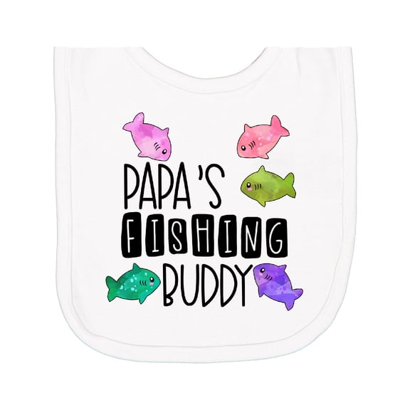 Inktastic Papa's Fishing Buddy with Colorful Fish Newborn Bib