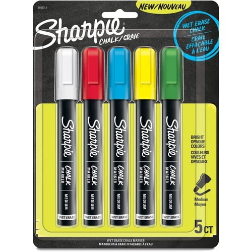Sharpie Chalk Markers, Wet Erase Markers, Assorted Colors, 5 Count