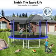 14FT Trampoline, 1320LBS Kids Trampoline with Basketball Hoop, Outdoor Adult Trampoline w/Enclosure Net & Heavy-duty Supports