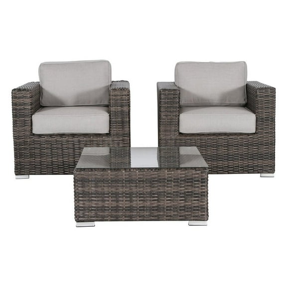 Living Source International 3-Piece Wicker Conner Seating Group in Espresso