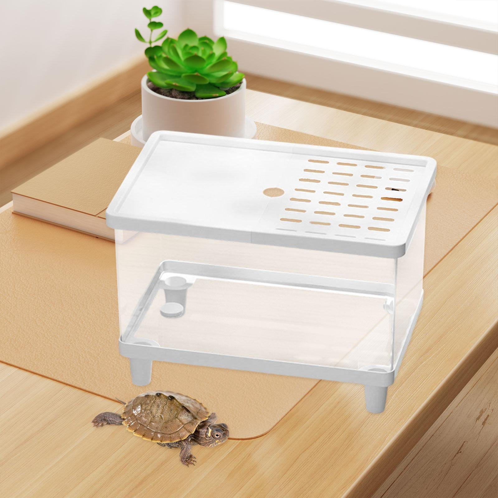 balikha Mini Reptile Terrarium Habitat Container Top Ventilation Clear Full View Small Lizard Tank Snake Enclosure for Turtles Snails 30cmx19.5cmx21cm