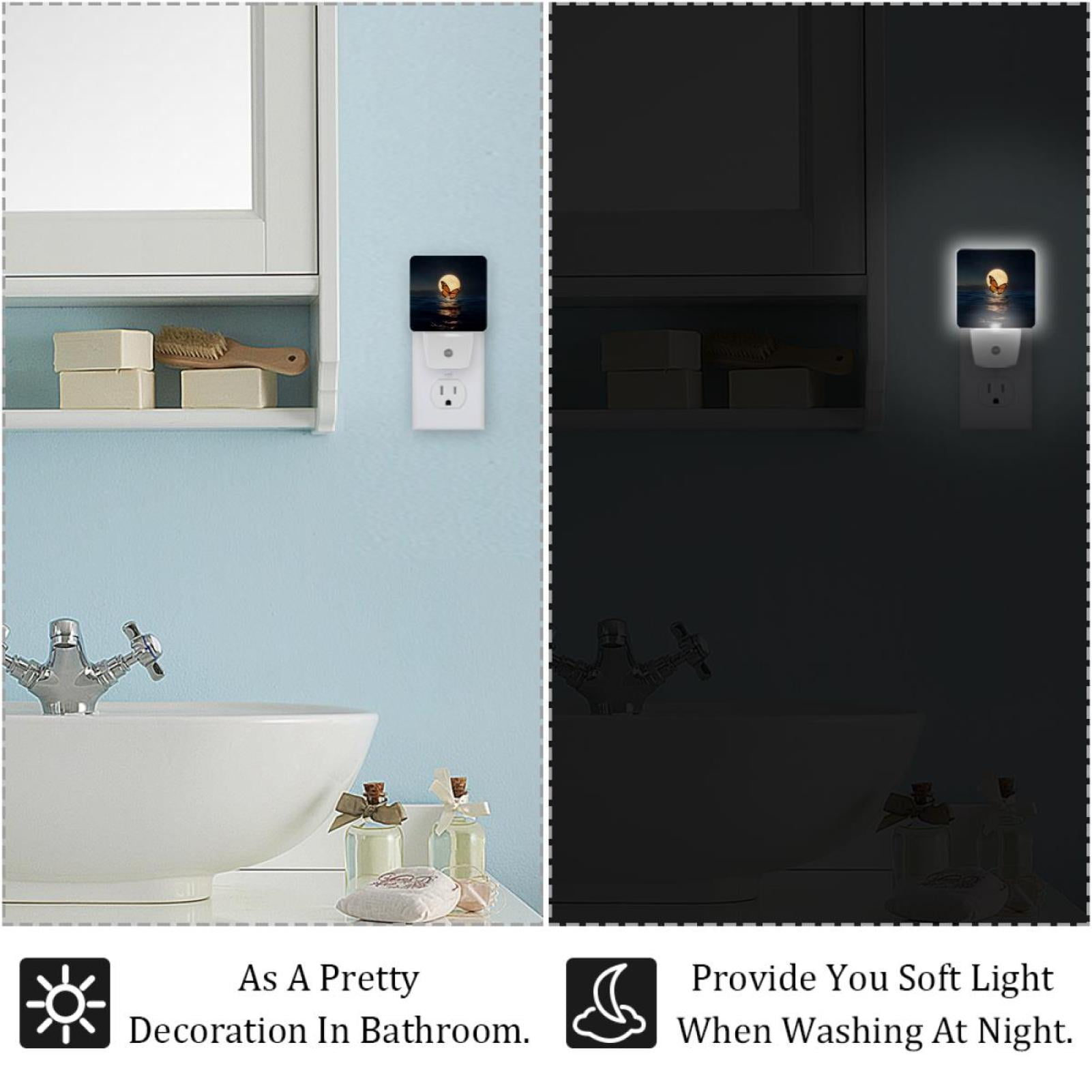 PhooArto Moonlit Butterfly Full Moon Plug in LED Night Light Auto Sensor Dusk to Dawn Decorative Night for Bedroom, Bathroom, Kitchen, Hallway, Stairs, Baby's Room, Energy Saving
