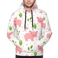 thumbnail image 4 of KLL Funny Little Pigs Print Mens Hoodie Long Sleeve Casual Pullover Hooded Sweatshirt Fashion Drawstring Hoodies with Pocket-Large, 4 of 6