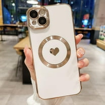 Designed Case for iPhone 15 Plus Case Magnetic Built-in Camera Lens Protector Shockproof Slim Silicone Magnetic Phone Case for iPhone 15 Plus 6.7" - White