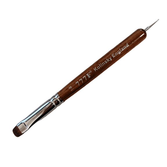 Manicure & Pedicure French Brush 777F Red Wood Handle with Dotting Tool, Size #14