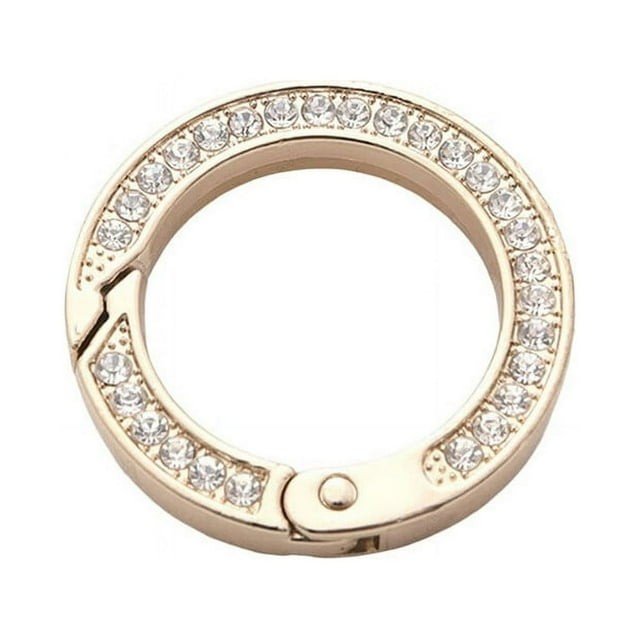 Key Ring Key Ring Double-sided Rhinestone Compressible Spring Exquisite Portable Multipurpose Decorate Zinc Alloy Spring Keyring Key Chain Buckle Car Accessory