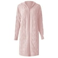 thumbnail image 4 of HJYCHN Fall Winter Long Hooded Knit Cardigan Wrap Open Front Sweater Coat for Women Fall Winter Casual Outwear Pink S, 4 of 4