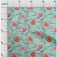 thumbnail image 1 of oneOone Organic Cotton Voile Fabric Watercolor Leaves & Peony Floral Print Fabric BTY 42 Inch Wide, 1 of 4