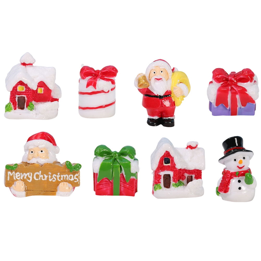 8pcs Mini Christmas Crafts Resin Miniature Figurines Christmas DIY ...