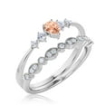 thumbnail image 3 of Dazzling Minimalist 1.55 Carat Pear Cut Morganite And Diamond Moissanite Classic Engagement Ring, Affordable Wedding Ring in 925 Sterling Silver With 18k White Gold Plating, Bridal Set, Matching Band, 3 of 3
