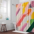 thumbnail image 5 of Ombre Pink Red Geometric Fabric Shower Curtain Abstract Style Washable Shower Curtains for Bathroom, Waterproof Bath Curtain with Hooks Home Decor 36x72in, 5 of 8