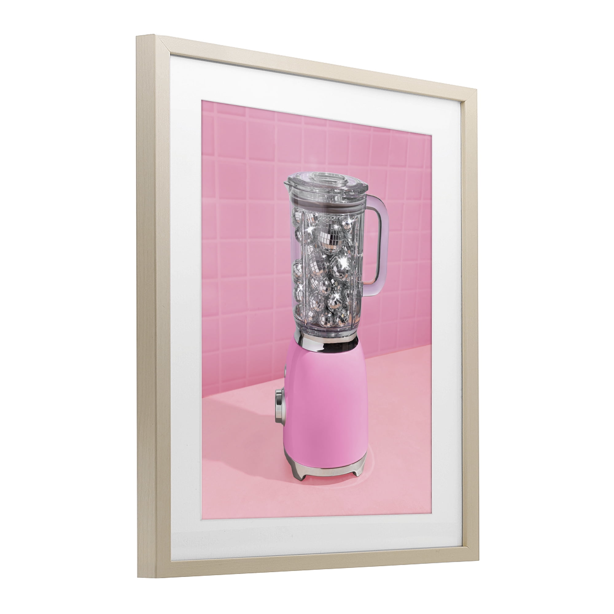 Stupell Industries Disco Drink Blender over Pink Birch Framed Print Under Glass, design by LISH Creative