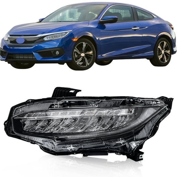Genrics Headlight Assembly for 2016-2019 Honda Civic Full LED Left Driver Side Headlamp HO2502176