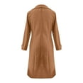 thumbnail image 5 of Women's Long Wool Blend Coat, Classic Double Breasted Trench Coat, Belted Open Front Overcoat, Elegant Lapel Jacket, Casual Long Coat, Trench Style Outerwear, Fall Winter Coat Khaki XXL, 5 of 6