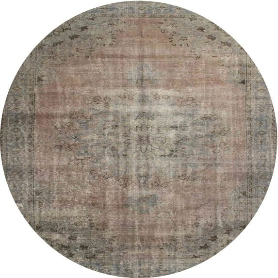 Ahgly Company Machine Washable Indoor Round Traditional Camel Brown Area Rugs, 4' Round