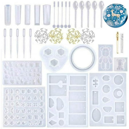 iMeshbean 230PCS Resin Casting Silicone Molds Epoxy Spoon Kit Jewelry Resin Making Pendant Craft DIY Tool for Earring and Necklace Making with Special Storage Box