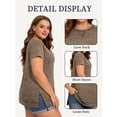 thumbnail image 3 of LANREMON Summer Short Sleeve T Shirts for Women Plus Size Tee Casual Crew Neck Tshirts Side Split Oversized Tunic Tops Coffee Blouse 18 Plus, 3 of 5