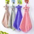 thumbnail image 2 of OULII Serviette Carrée Petite 5 Pcs en Polaire Corail Beige Serviette à Main Suspendue pour Usage Visage, 2 of 5
